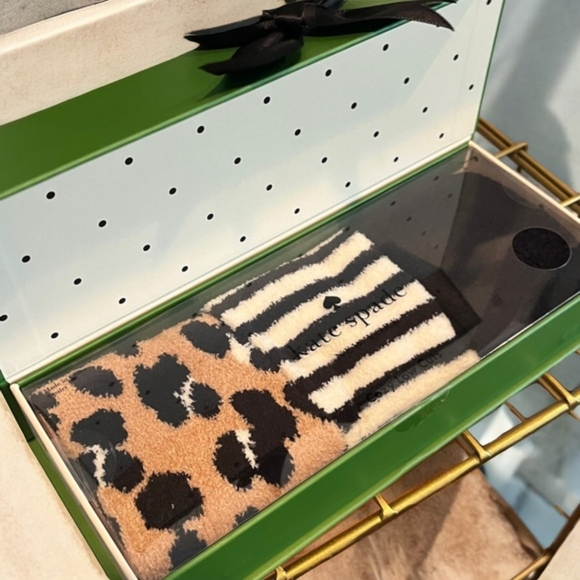 kate spade Accessories - Kate Spade 3 Pack Cozy Low Cuts Leopard, Stripe And Black Socks Set, NIB